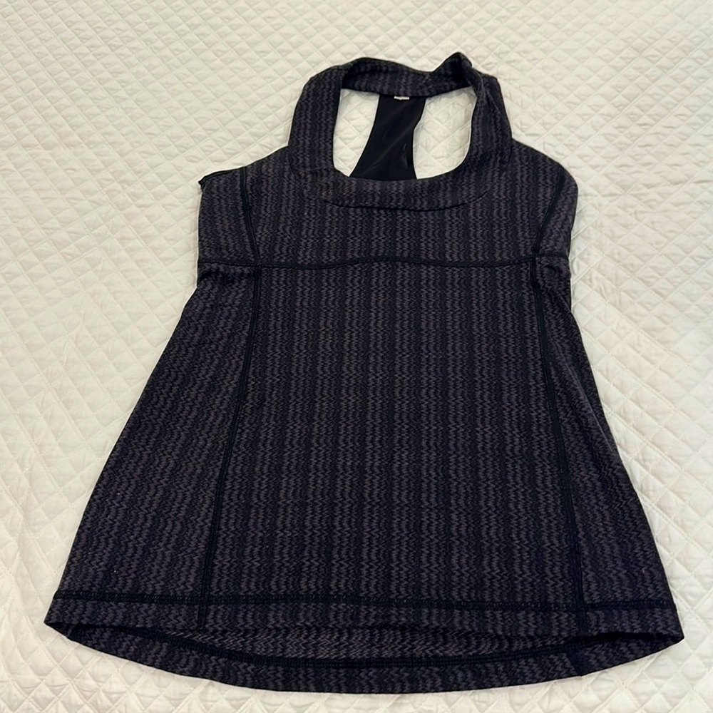 lululemon athletica Black and Dark Gray Patterned Tank Top